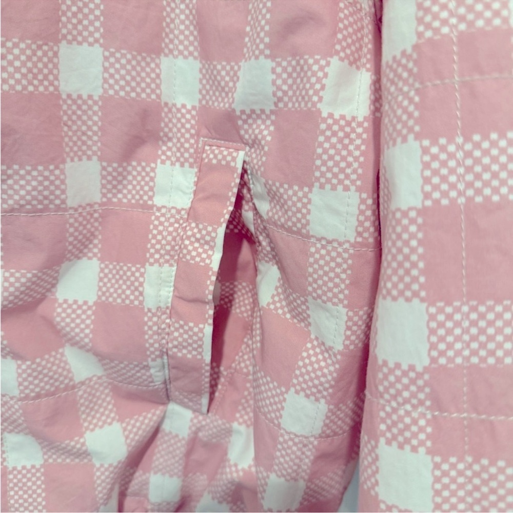 NWT Urban Outfitters Puff Jacket Pink and White Checkered Zip-Up Jacket - Picture 5 of 9